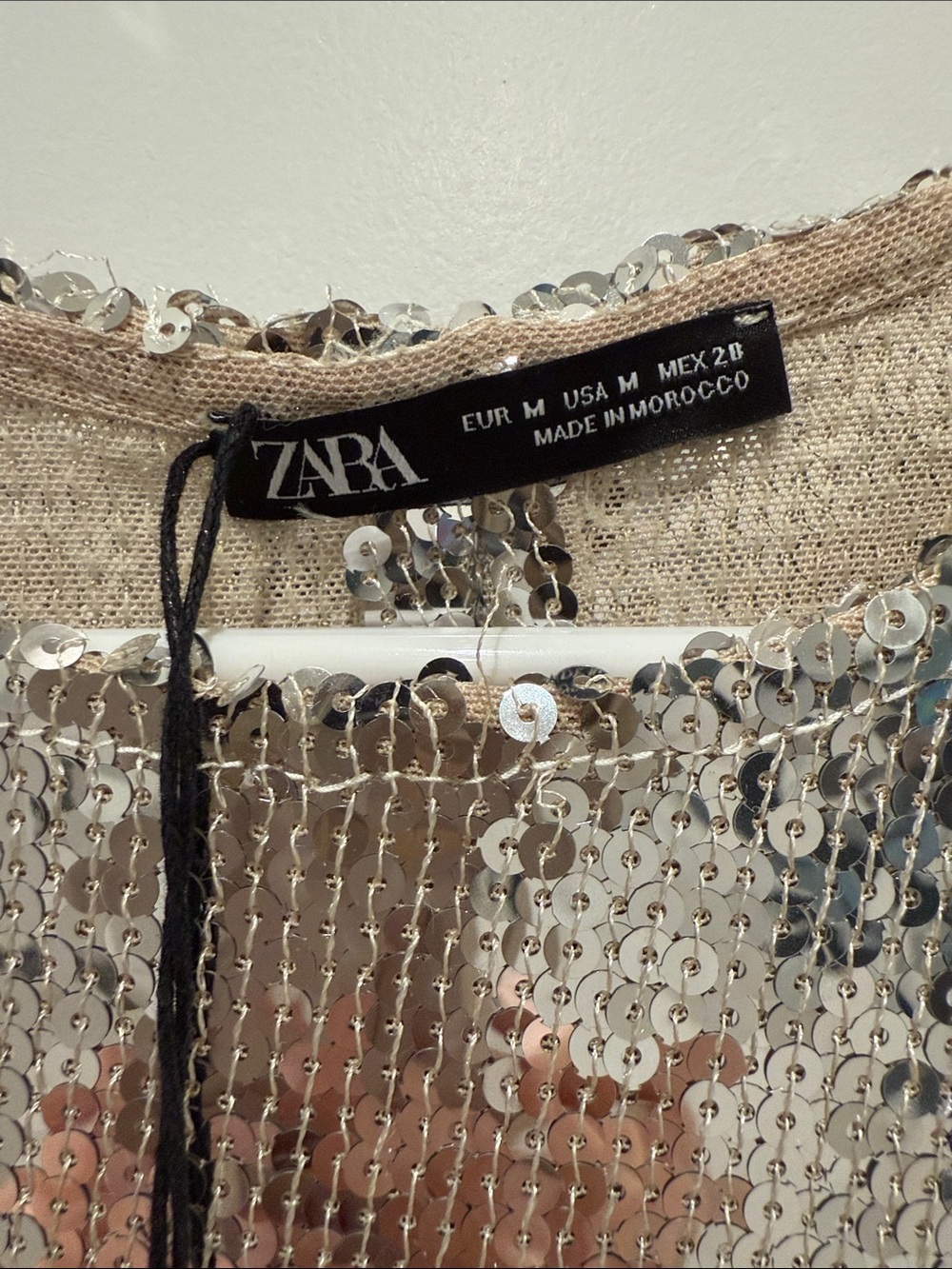 ZARA Silver Sequin Fringe Mini Dress with Rose-Gold Accents - Picture 2 of 5